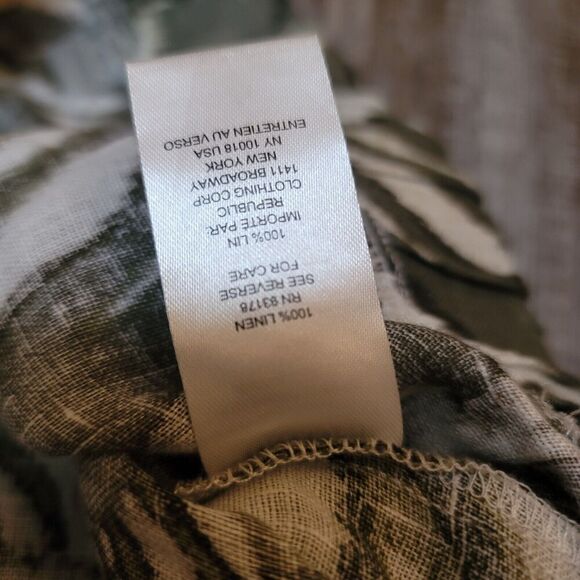 TAHARI Floral Cropped Wide-Leg Linen Pull On Pants Women’s Size Medium Pockets - Picture 5 of 8